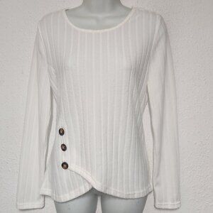 Shein lightweight sweater top, white with buttons in size Large  NWOT